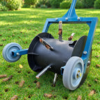 Rolling Lawn Aerator - Manual Push Roller, 7 Non-Clog Hollow Tines(Blue)