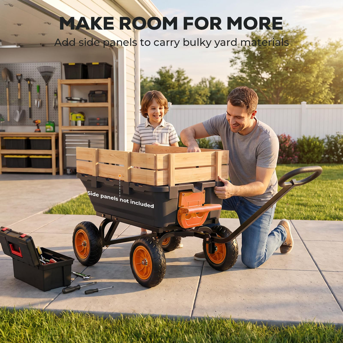 Etoolab Dump Garden Cart 900lb Capacity with 10-Inch Flat-Free Tires