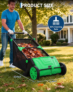 IDEALHOUSE Push Lawn Sweeper 26 Inch with Large 7 cu.ft. Hopper Bag