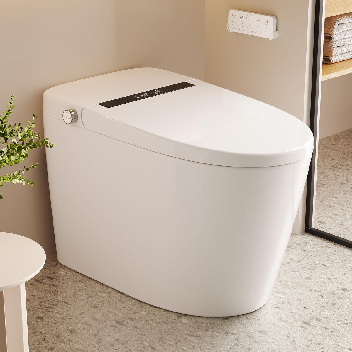 DeerValley Luxury Smart Toilet with Bidet Built in Bubble Wash, Auto Open/Close Lid Water Filter Instant Heated Seat Dryer, Soft-Close Modern Japanese One-Piece Toilet with Night Light for Bathrooms