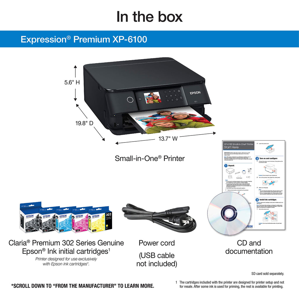 Epson Expression Premium XP-6100 Wireless Color All-in-One Inkjet Printer