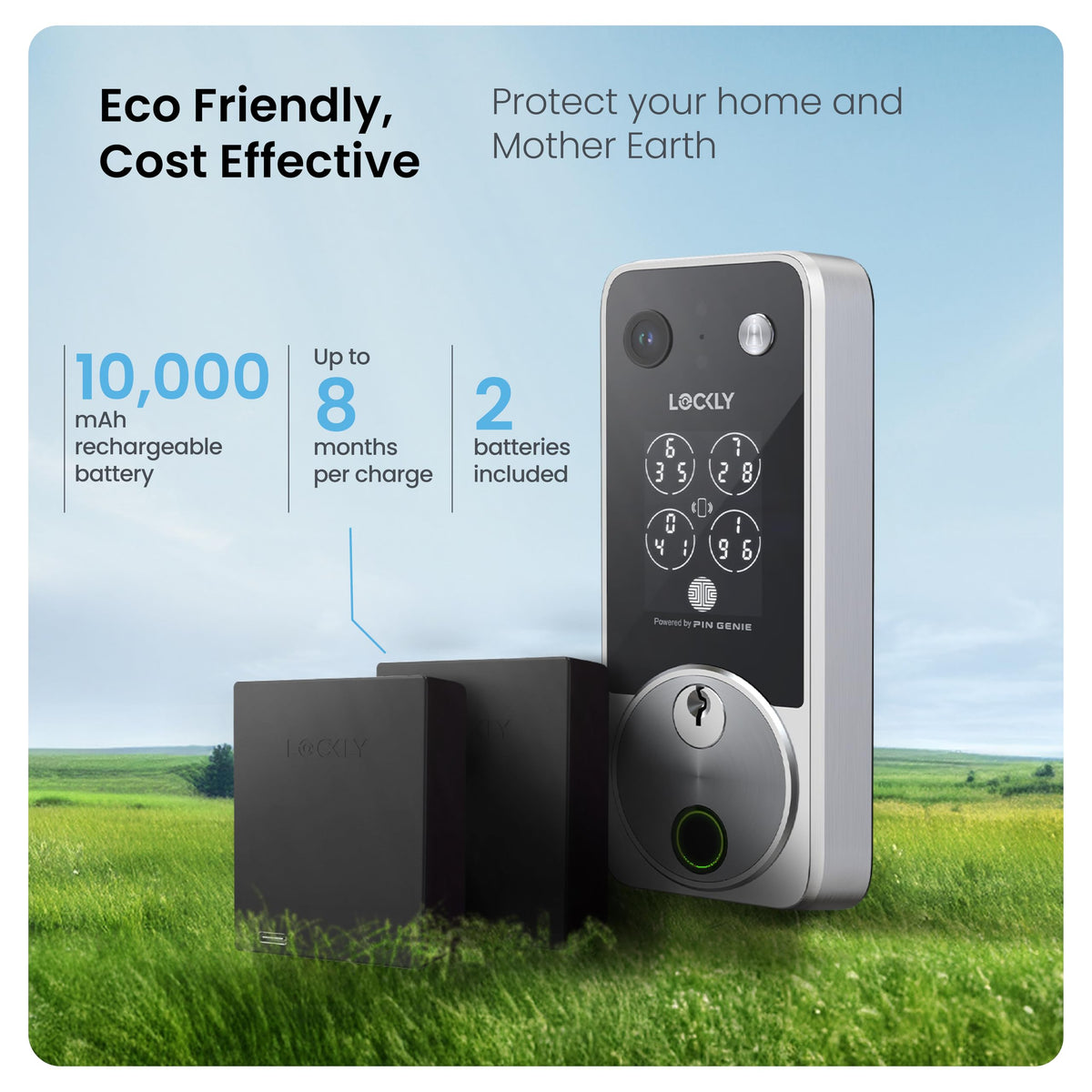 Lockly Vision Zeno Smart Lock with Video Doorbell Camera / Apple Home Key