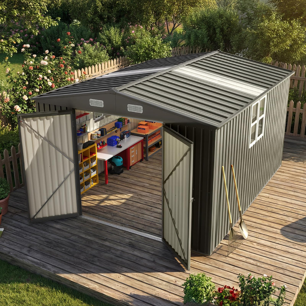 Quictent 6x4FT Resin Storage Shed with Floor, Plastic Shed(Base 5.6X3.7FT)