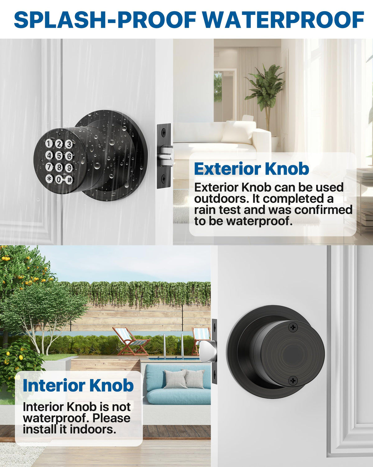 Keyless Entry Lock with Code Door Knob with Keypad Oil Rubbed Bronze 4Pack