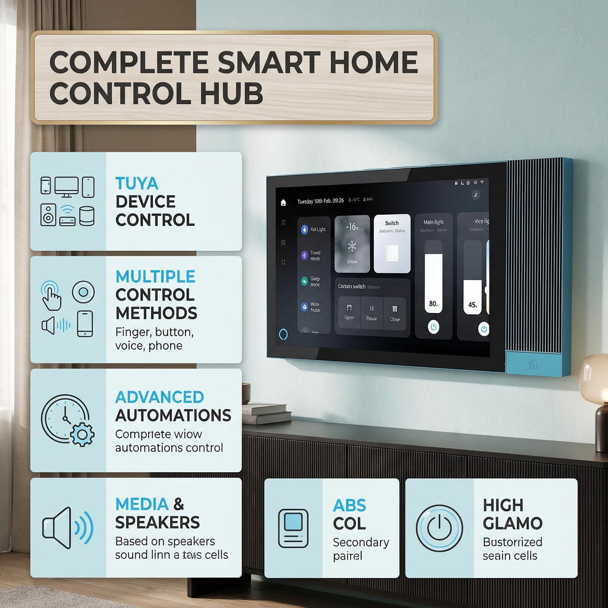 Smart Home Panel, 8 Inch Touchscreen, Voice Control