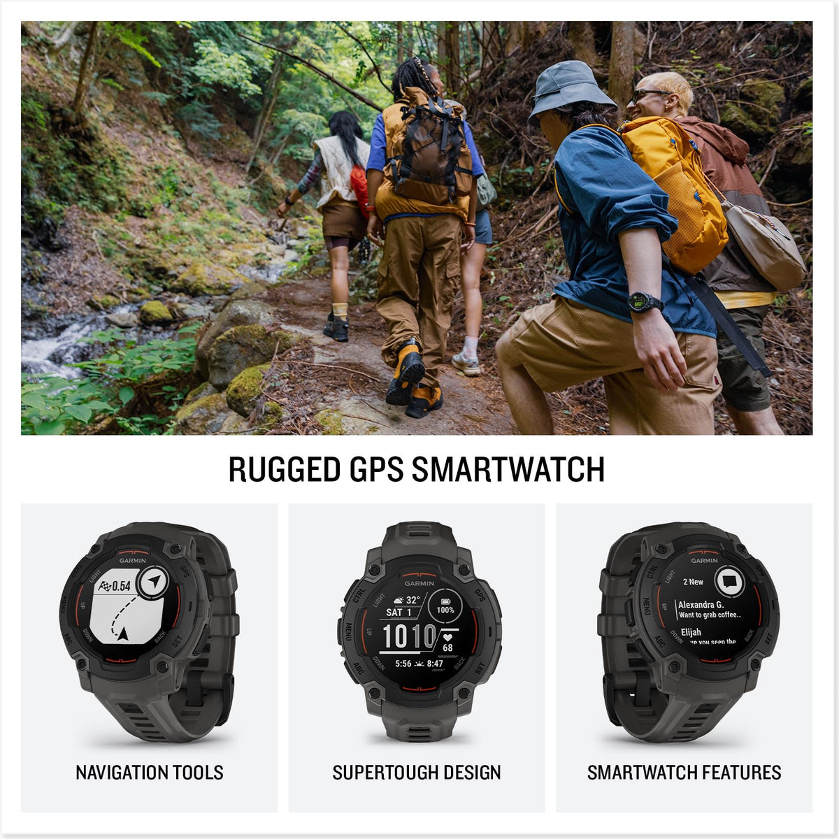 Garmin Instinct® E, Rugged GPS Smartwatch, 45mm, Charcoal
