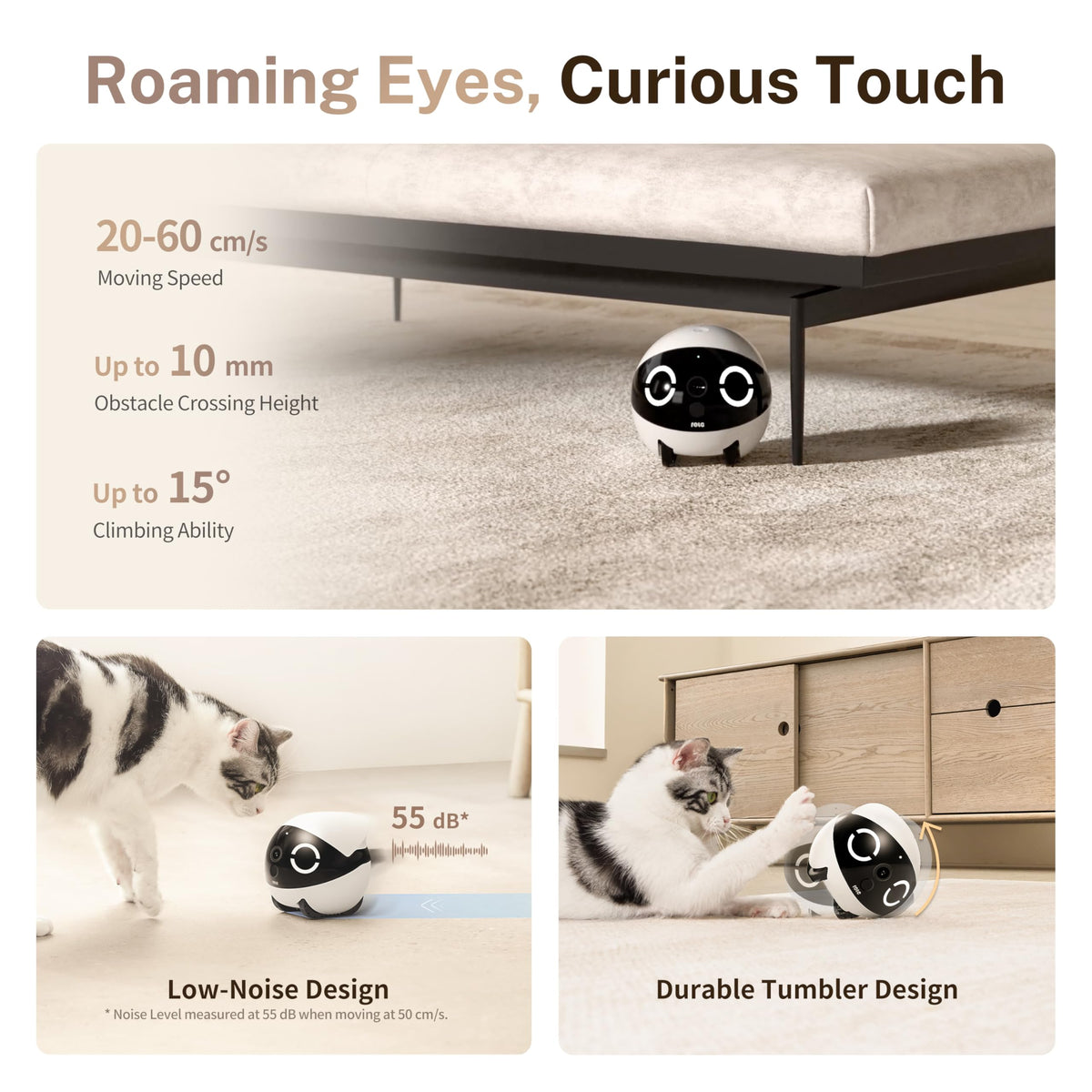 Enabot EBO ROLA Mini Pet Camera Robot: Mobile Pet Companion with 2K Camera
