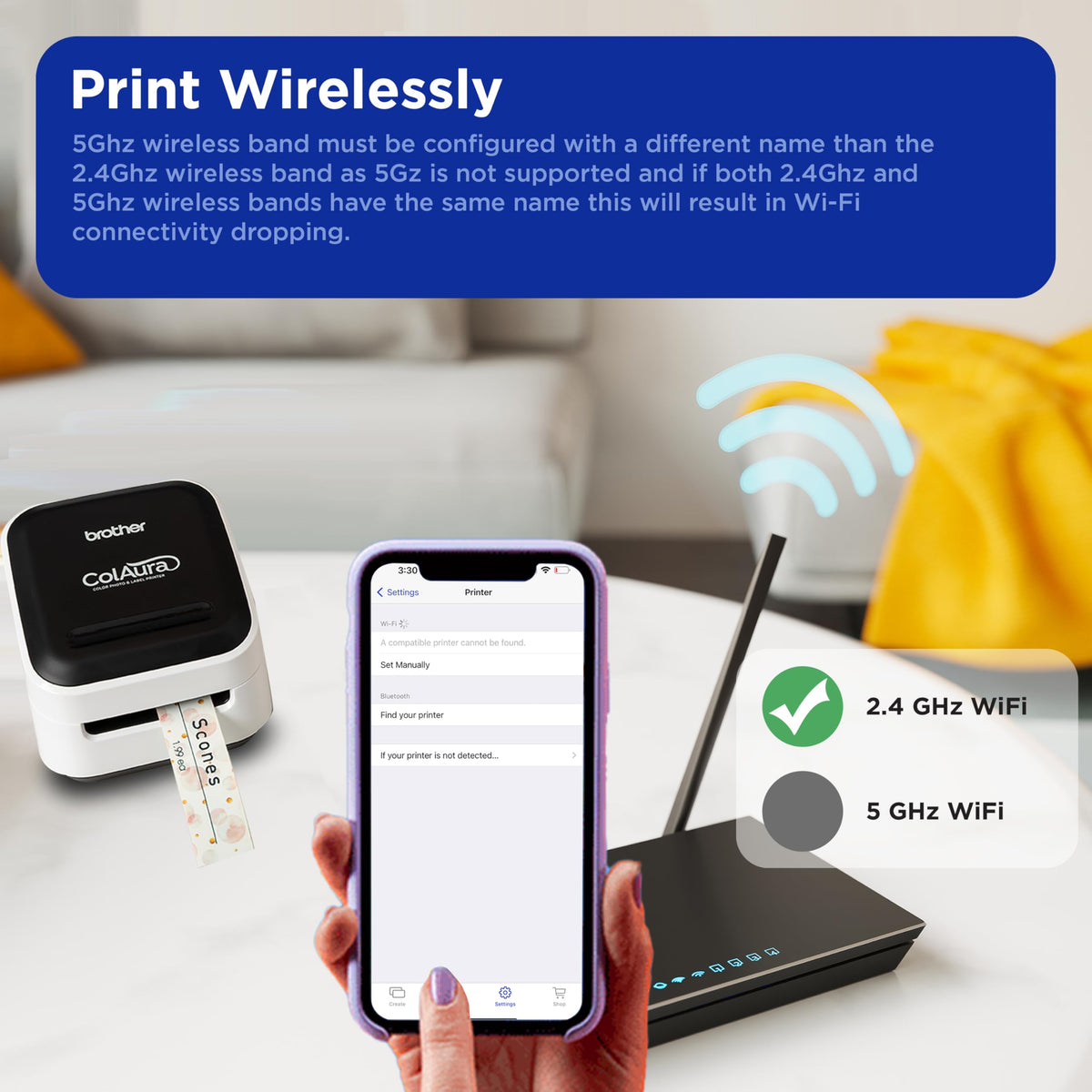 Brother ColAura VC500W Color Photo and Label Printer, White