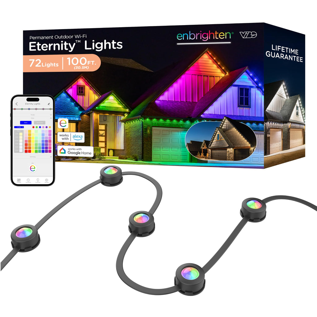 Enbrighten Eternity Permanent Outdoor Lights, 100ft, 72 Lights