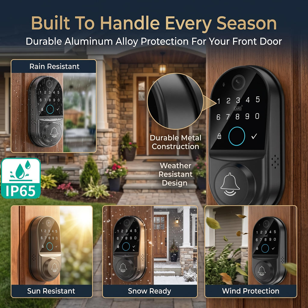 Smart Door Lock with Camera: 2.4GHz WiFi App Remote Access 1080p Monitoring