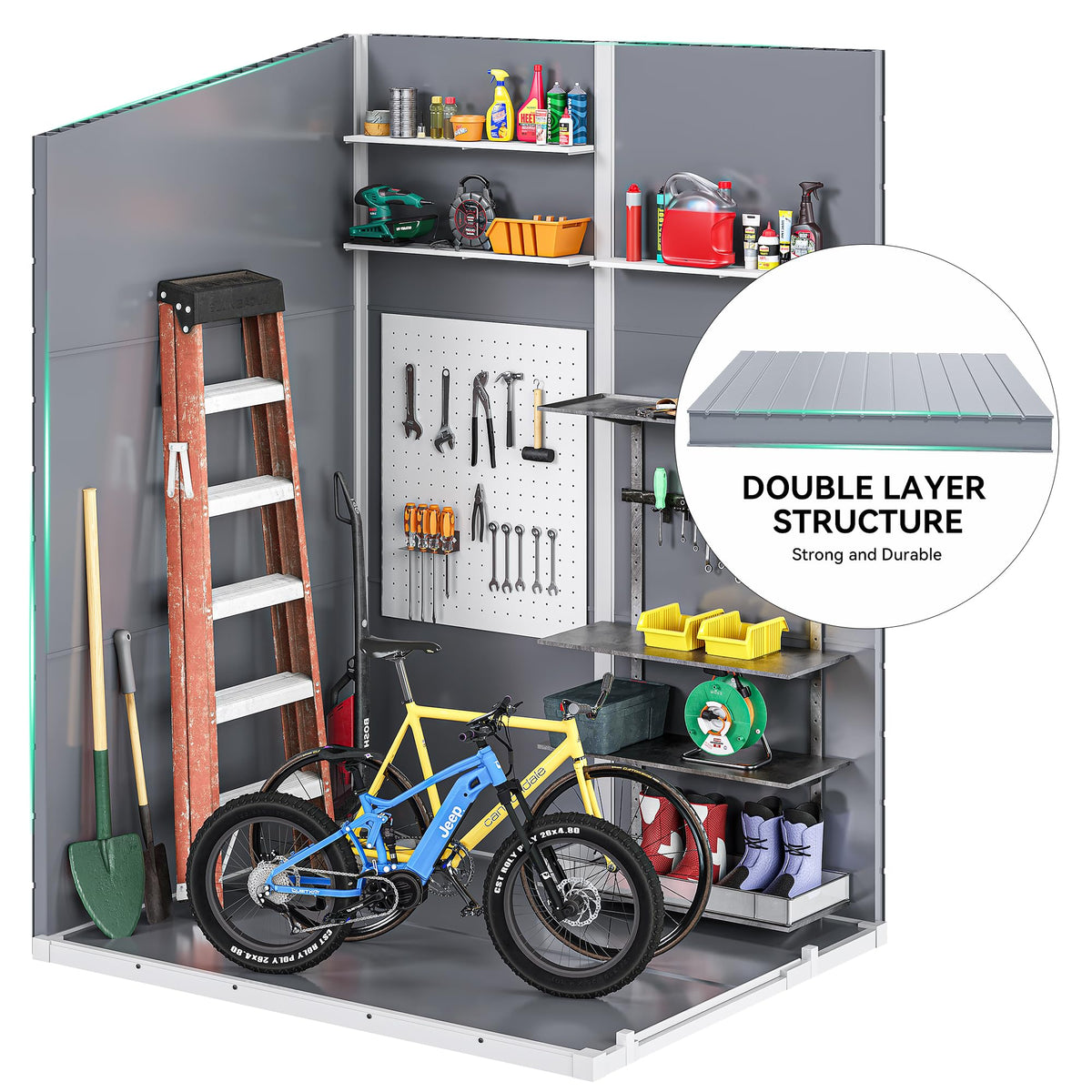 DWVO 5x4FT Resin Outdoor Storage Shed with Floor, Garden Tool Shed