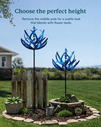 91 inch Wind Spinners Outdoor - Extra Large Outdoor Metal Wind Sculptures Spinners with Stake, Windmills for The Yard Garden, Yard Art Garden Lawn Decor - Blue (27" W x 91" H)
