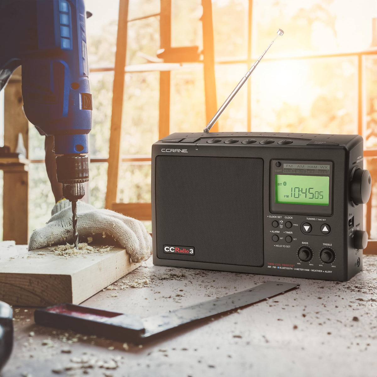 C. Crane CCRadio 3 Long Range Reception AM, FM, NOAA Weather Plus Alert and 2-Meter Ham Band Portable Digital Radio with Bluetooth