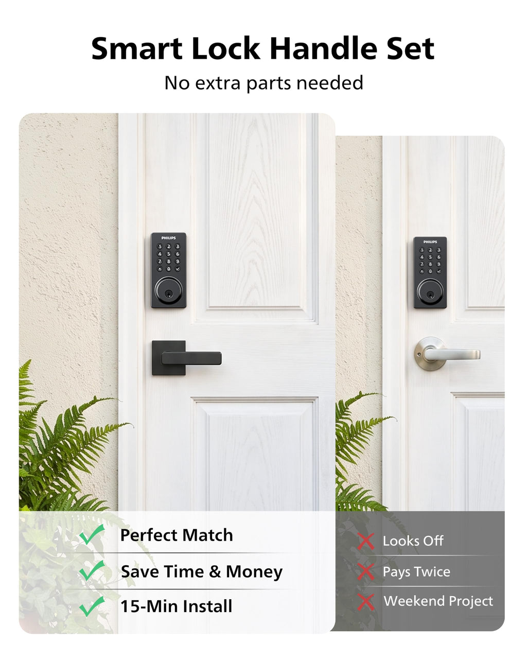 Philips WiFi Keypad Door Lock with Handle, App Control Smart Deadbolt Lock