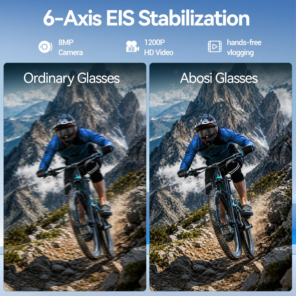 AI Smart Glasses with Camera, ChatGPT & AI Object Recognition, 1200P Video with 6-Axis EIS, Polarized UV400 Sunglasses, Real-Time Translation, IP64 Waterproof for Cycling, Hiking & Vlogging