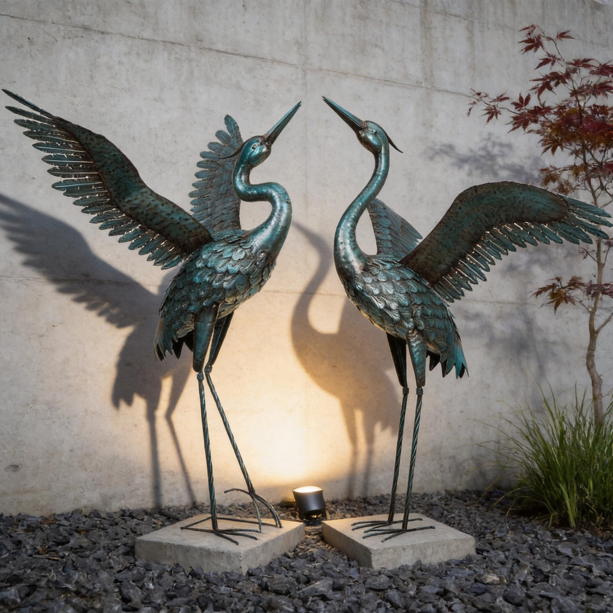Garden Crane Statue Outdoor Large Metal Heron Yard Art Sculpture,46 inch