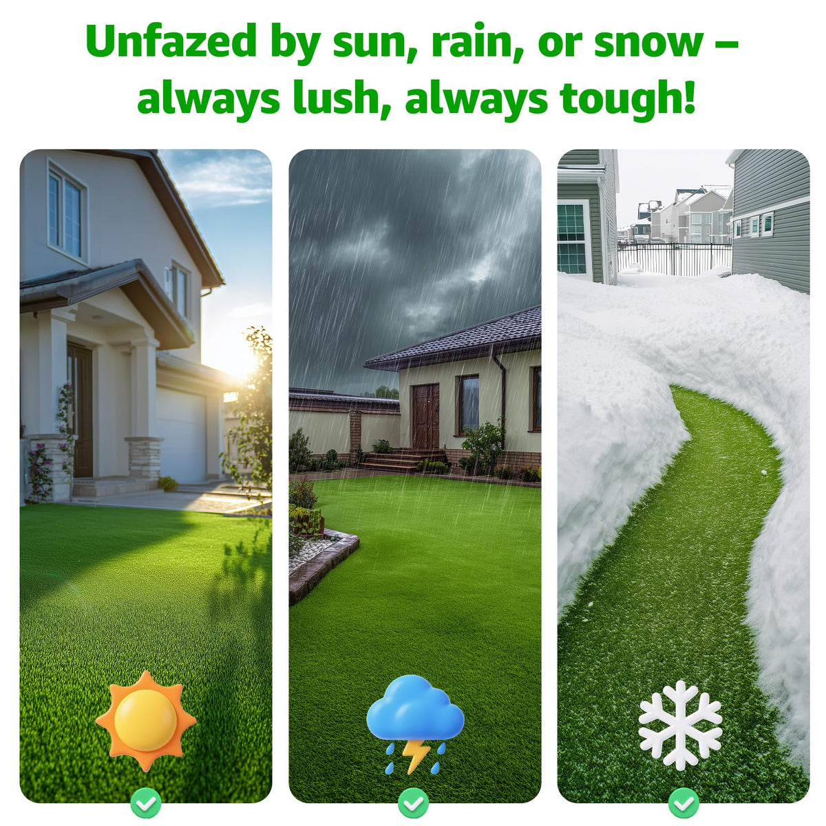 Artificial Turf Grass Outdoor 7x15FT, Fake Grass with Drainage Holes