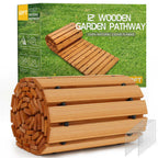 24' Wooden Garden Pathway,Outdoor Roll Out Walkway,Patio Footpath