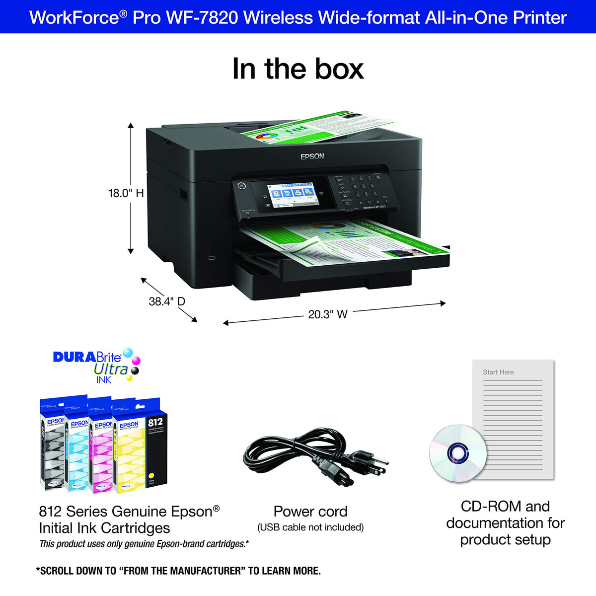 Epson Workforce Pro WF-7820 Wireless All-in-One Wide-Format Inkjet Printer