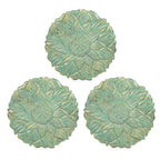 Sungmor Decorative Cast Iron Lotus Stepping Stones,Set of 3 & Green Finish