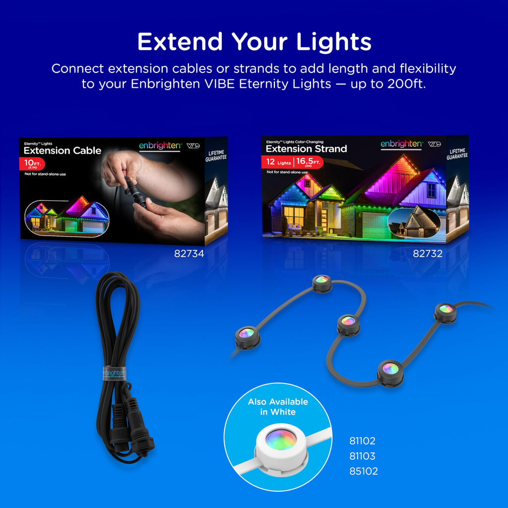 Enbrighten Eternity Permanent Outdoor Lights, 100ft, 72 Lights