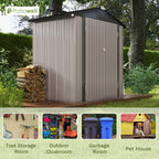 Patiowell 6x4 FT Outdoor Storage Shed, Metal Storage Sheds, Brown