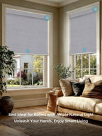 SmartWings Motorized Smart Roller Shades, 100% Blackout Essential Grey