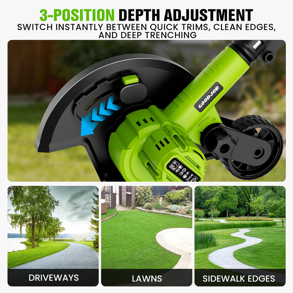 Cordless Lawn Edger, 20V Battery Powered Edger for Lawns Sidewalk