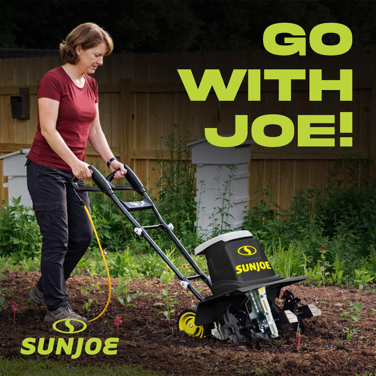 Sun Joe Corded Electric Garden Tiller & Cultivator with Steel Tines, TJ603E