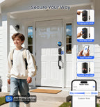 Veise VE017-D Fingerprint Smart Front Door Lock Set, Matte Black