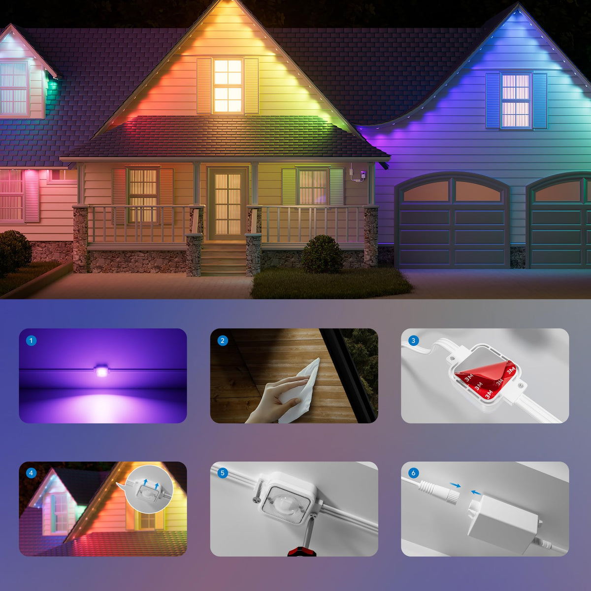 GE Cync Dynamic Effects Smart Eave Lights, Color-Changing, 100ft