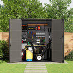 KINYING 6x4 FT Vertical Outdoor Storage Shed,Resin Clearance Outdoor Sheds with Floor,Garden Tool Shed for Lawn Mower/Bike Storage/Trash Cans/Pool Supplies,Lockable