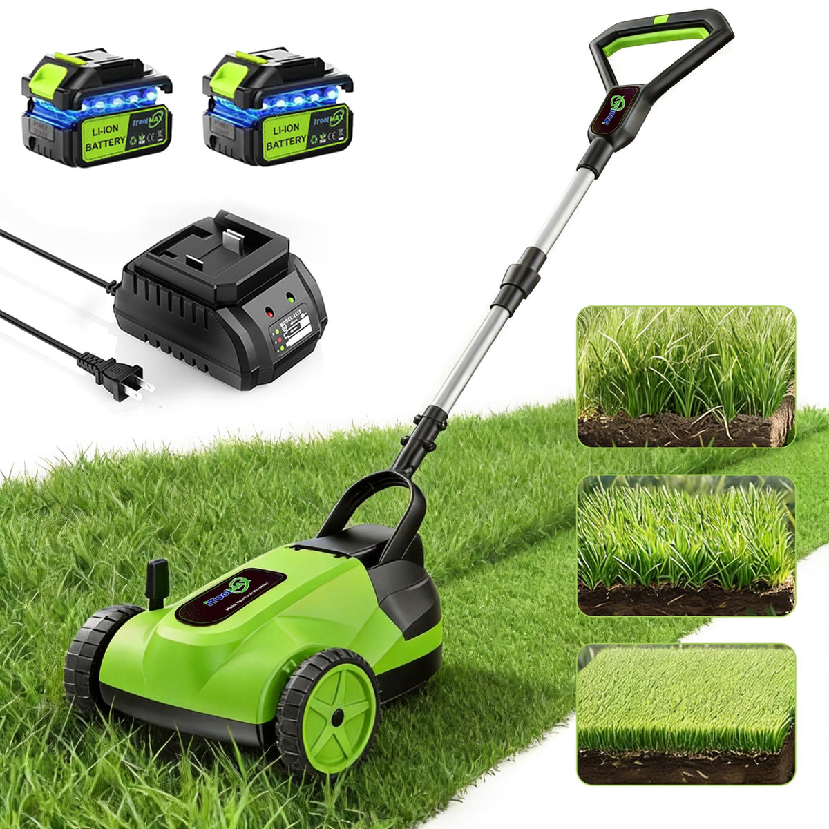 Electric Small Lawn Mower with Auto Shut-Off Sensor, 3 Position Cutting Height, 9.9Lbs Lightweight Cordless Push Mower Battery Powered for Garden/Yard/Farm, Gardening Gifts for Parents, Seniors