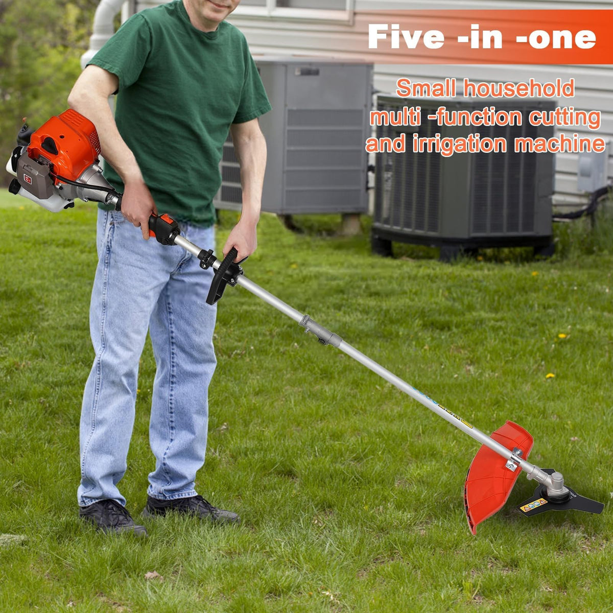 5 in 1 Gas Weed Eater, 52CC 2-Cycle Pole Saw Hedge Trimmer Combo