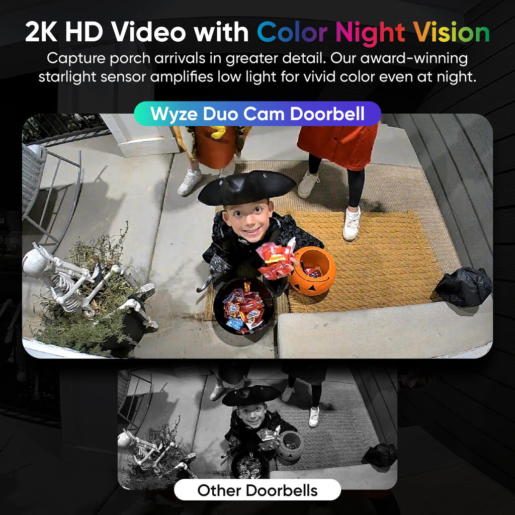 WYZE Wireless Duo Cam Doorbell Camera Video Doorbell w Wi-Fi Chime, 2K HD