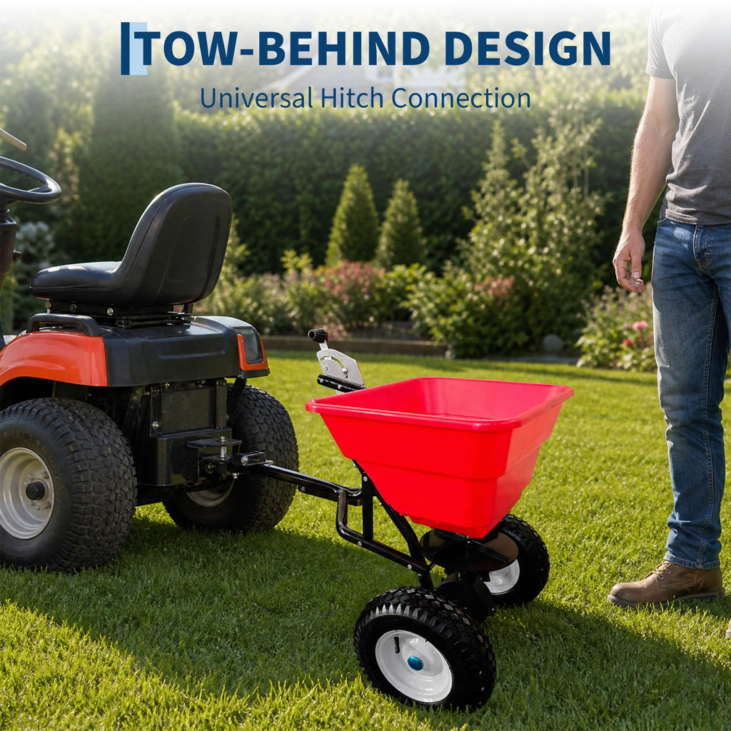 Garvee Tow Behind Broadcast Spreader, 90LBS Capacity, 12 in Tires