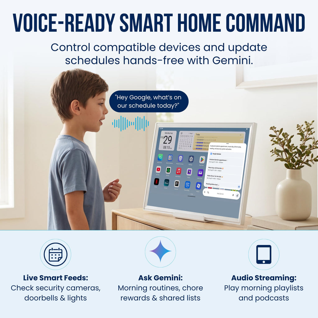 21.5" Smart Hub Digital Calendar Touch Screen, No Subscription, Google Play