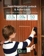 DESLOC B200 Smart Front Door Lock Handle Set, Fingerprint & App Control