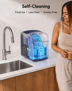 EUHOMY Smart Nugget Ice Maker Countertop, 42lbs/24H, Ready in 7 Mins, Portable Sonic Ice Maker with APP/Alexa Control, Self-Cleaning, Pebble Ice Makers with Hanging Ice Scoop for Home/Office