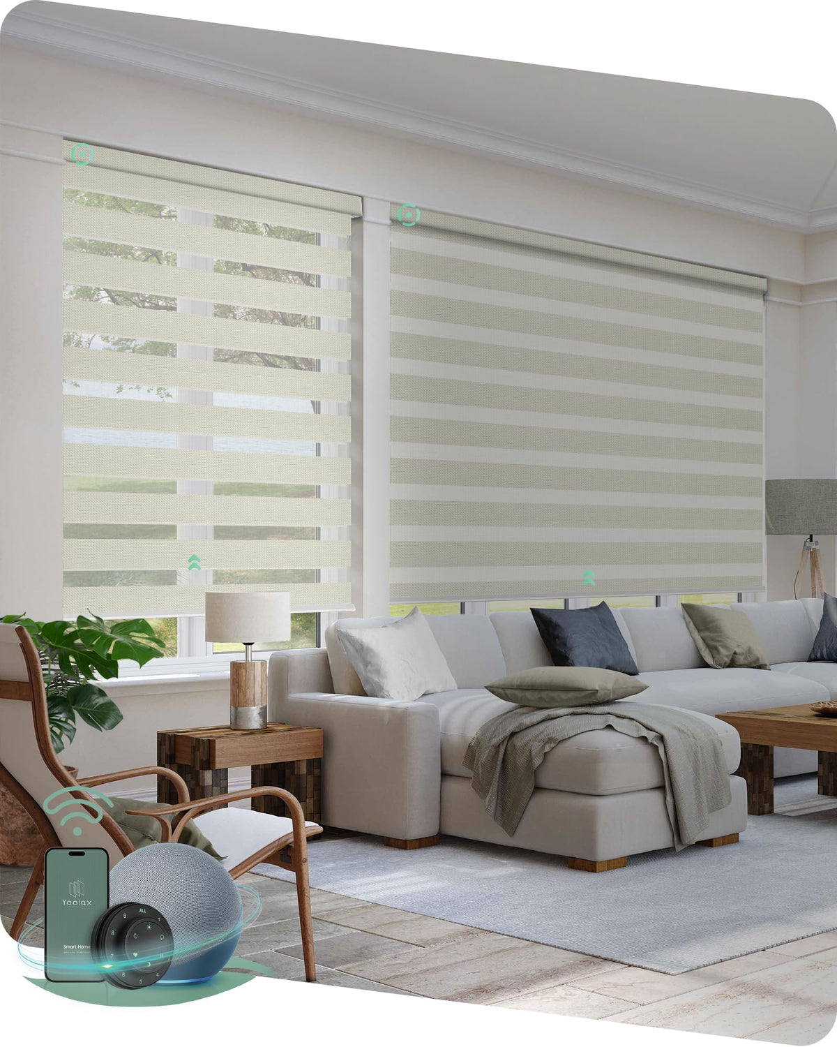 Yoolax Motorized Zebra Blinds with Remote, Room Darkening Smart Blinds