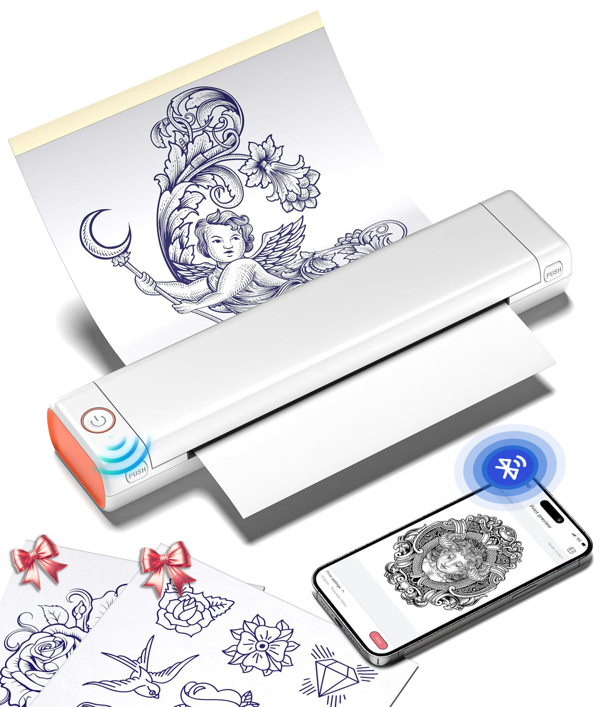 Phomemo M08F Tattoo Stencil Printer, Bluetooth, with 100Pcs Transfer Paper