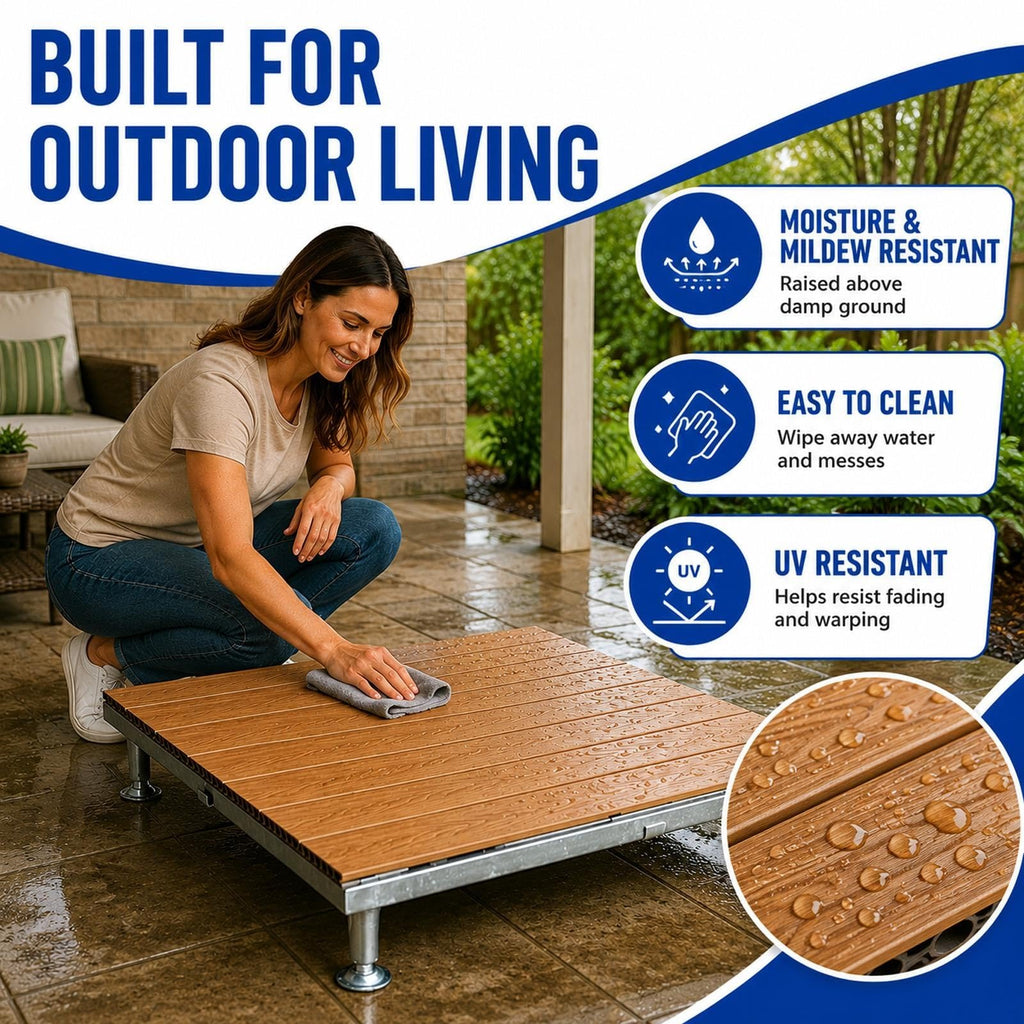 Floating Deck Kit, Raised Deck Platform Decking Waterproof Composite Tile