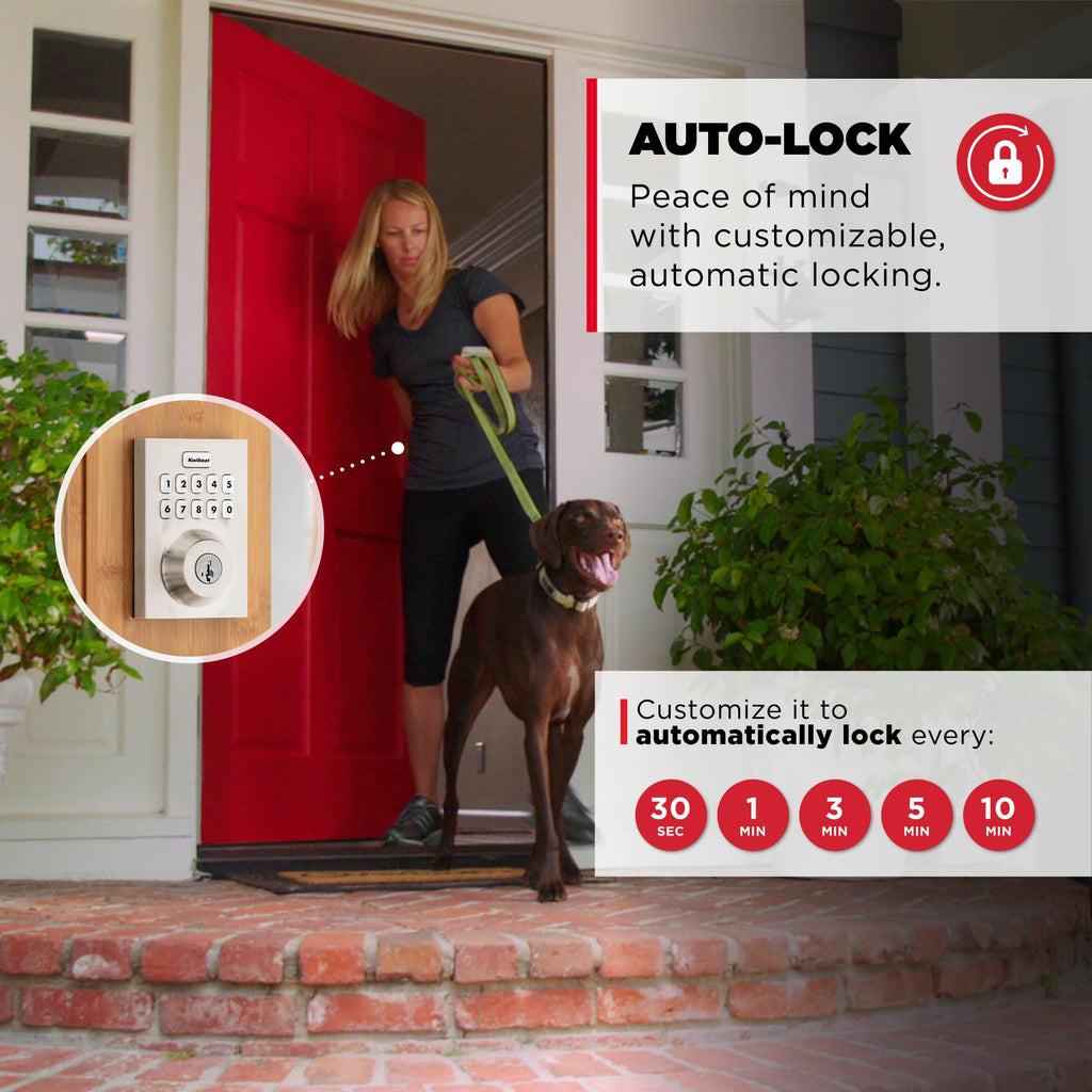 Kwikset HomeConnect 620 Z-Wave Long Range Enabled Keypad Smart Lock Convenient Keyless Entry, Customizable User Codes, Ring Alarm Compatible, Hub Required, Sold Separately Satin Nickel Contemporary
