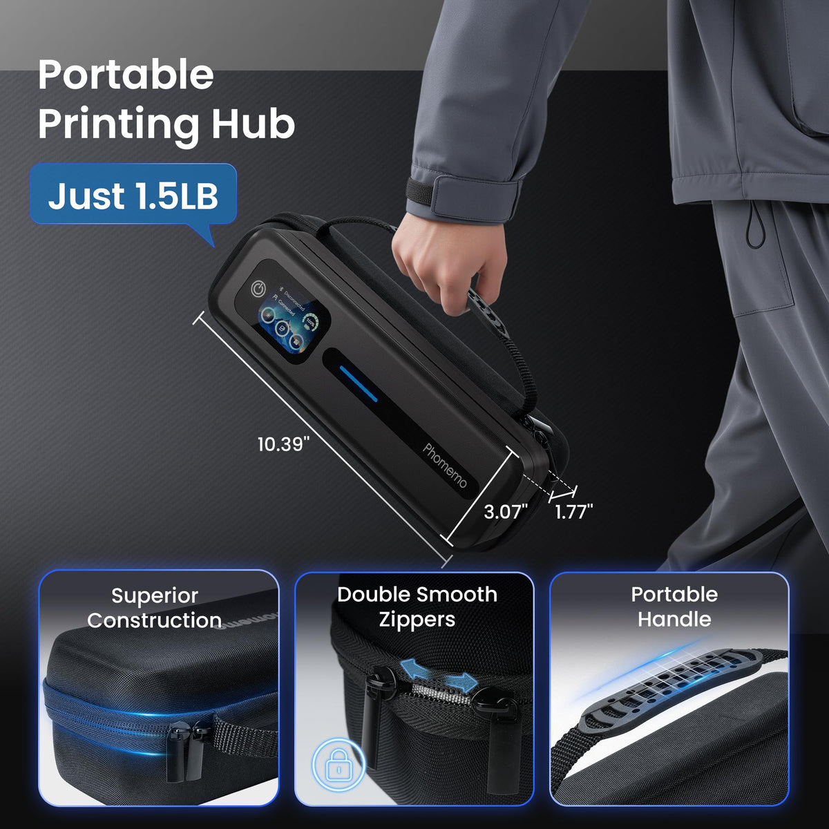 Phomemo M832D Touchscreen Portable Printer & Case & 69 Pcs (3 Rolls) Paper
