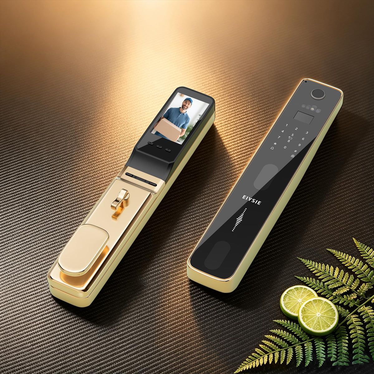 EIYSIE WiFi Smart Lock with Camera & Doorbell, 8-in-1 Keypad Deadbolt, Gold