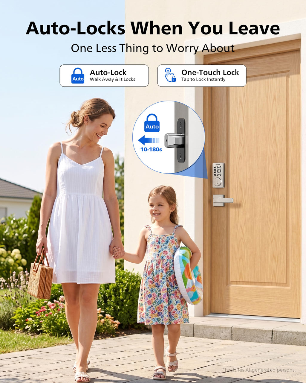 Philips WiFi Keypad Door Lock with Handle, App Control Smart Deadbolt Lock