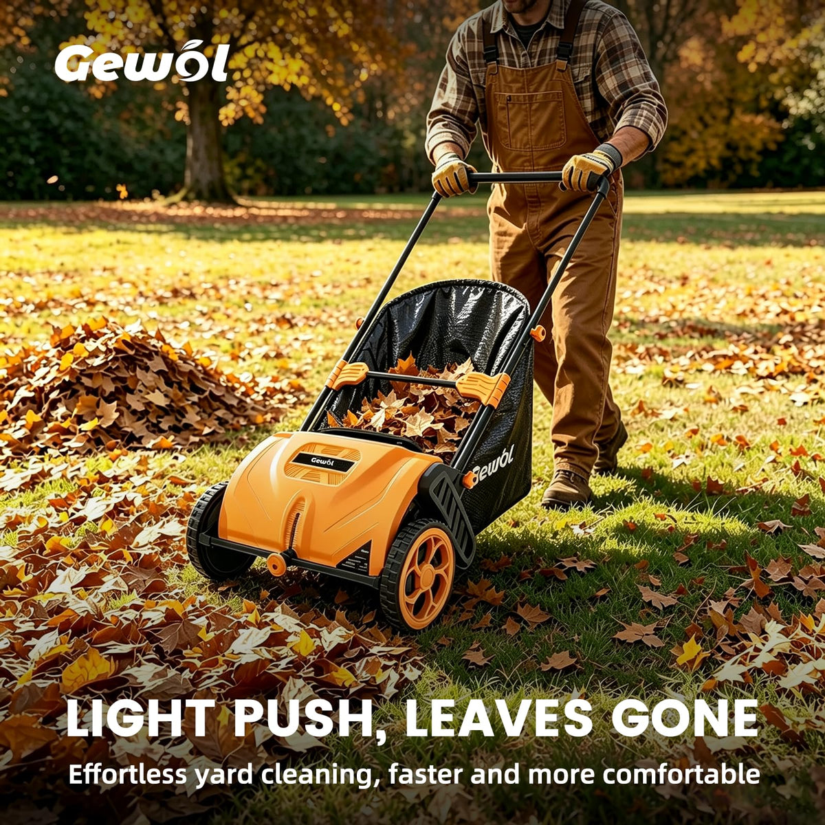 21 Inch Walk-Behind Lawn Sweeper, Push Yard Sweeper with 3.5 Bushel Collection Bag, Manual Leaf & Grass Collector for Lawn, Yard and Garden