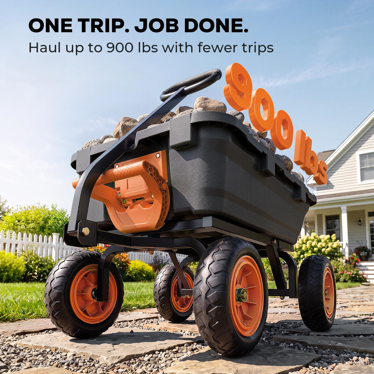 Etoolab Dump Garden Cart 900lb Capacity with 10-Inch Flat-Free Tires