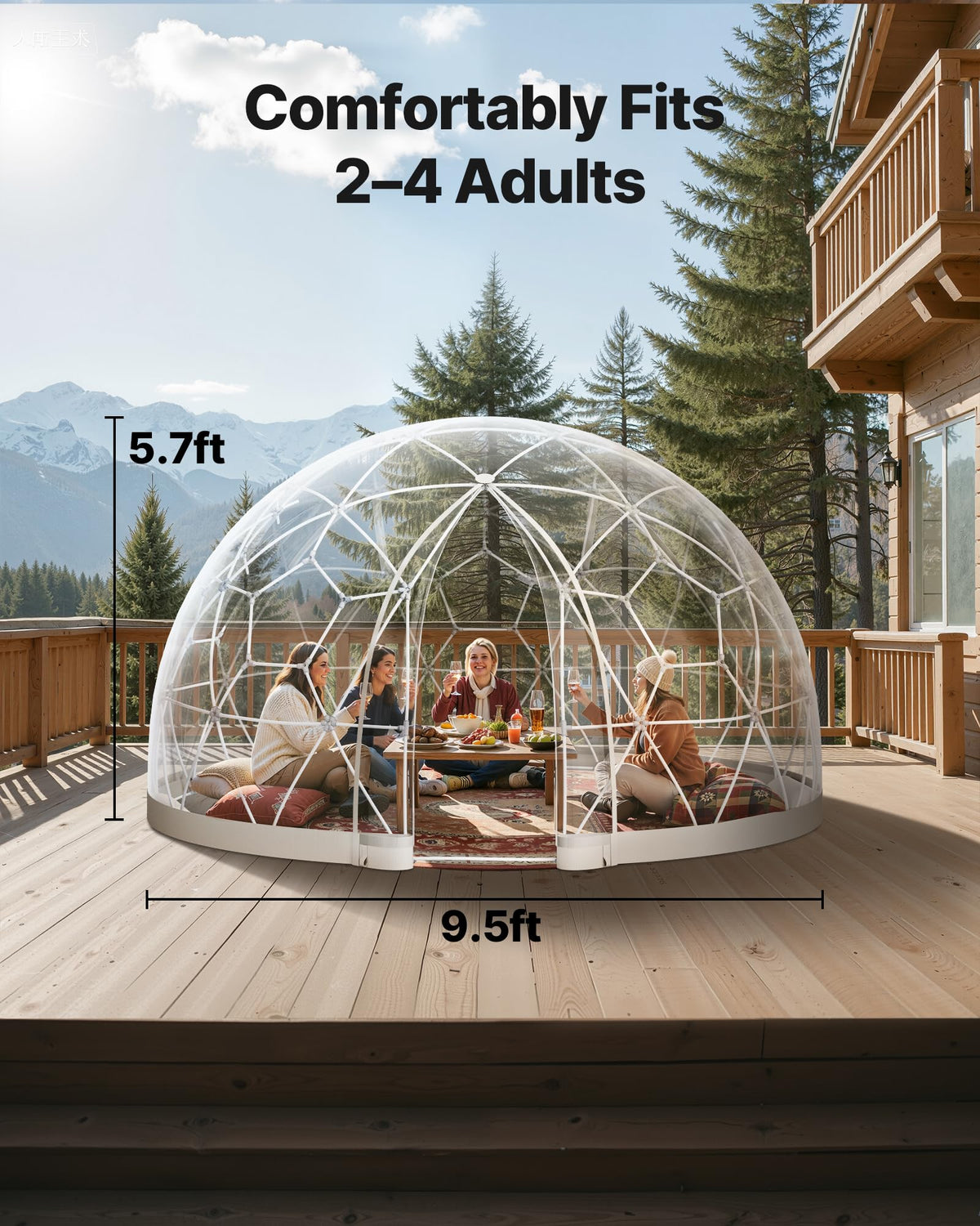 VEVOR Garden Dome Tent 9.5 x 5.7 ft Clear Bubble Tent House for 2-4 Person