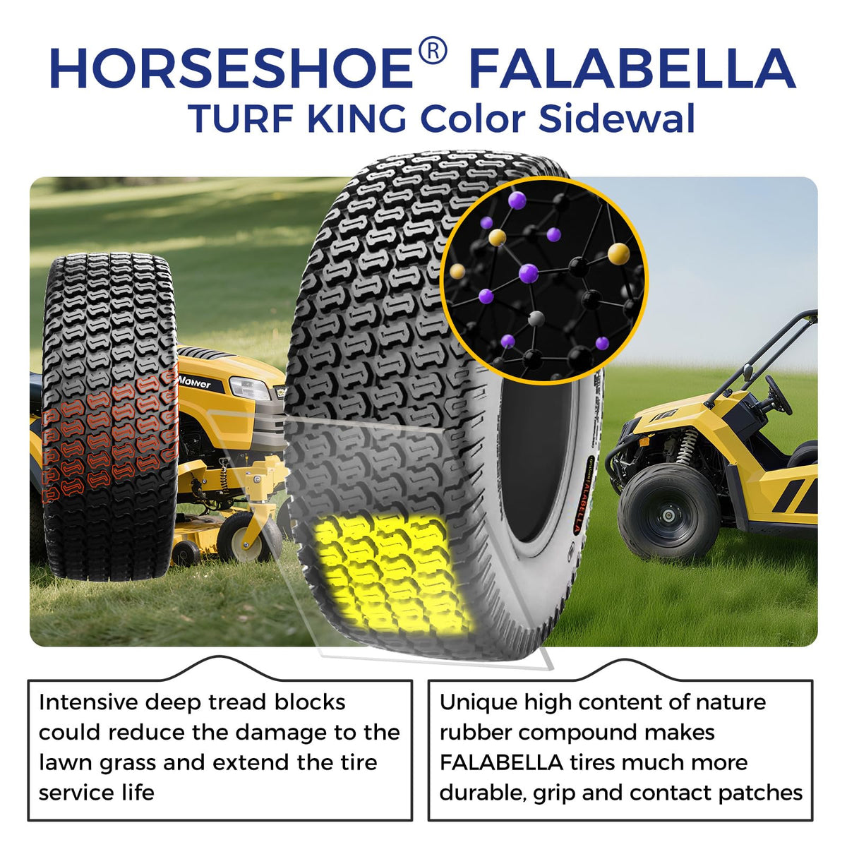 HORSESHOE FALABELLA 2 New 18x8.50-10 / 18x8.5-10 TURF-KING LAWN MOWER TIRES